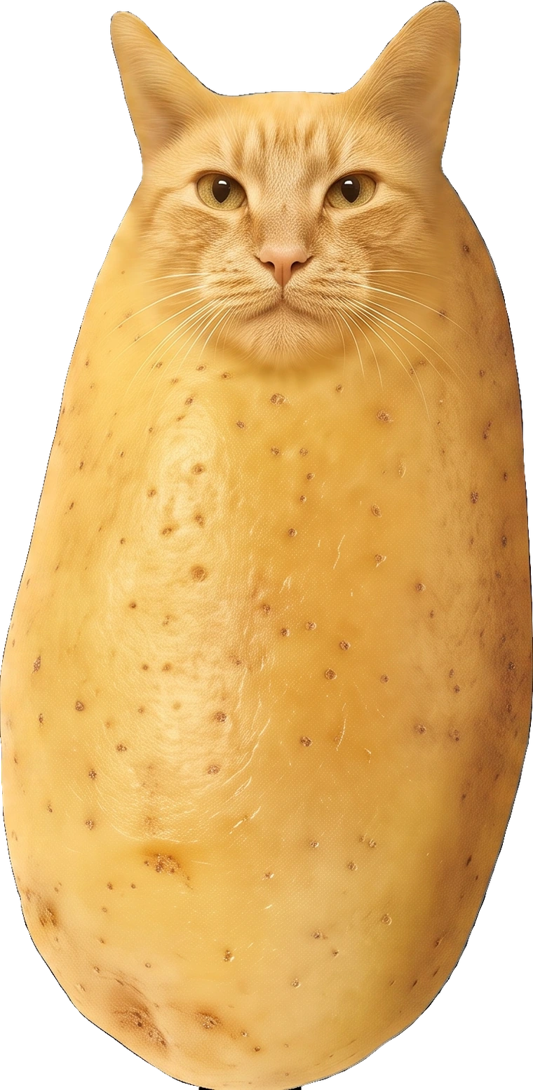 Potatoe Cat: a potato with a cat's face